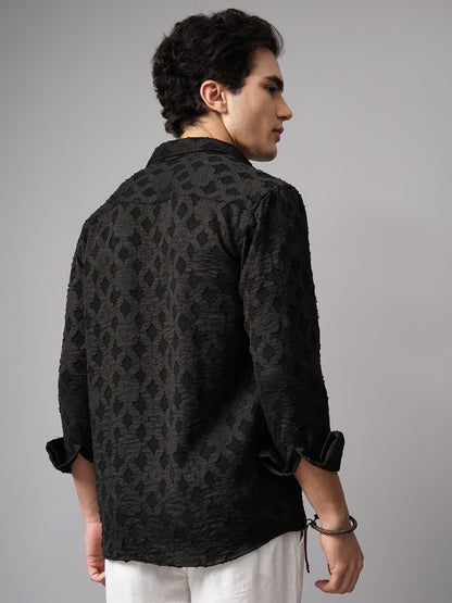 Furano Black Self-Design Shirt