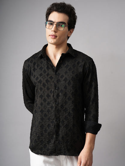 Furano Black Self-Design Shirt