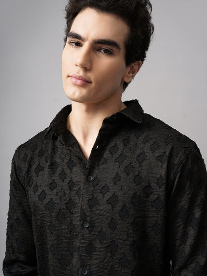 Furano Black Self-Design Shirt