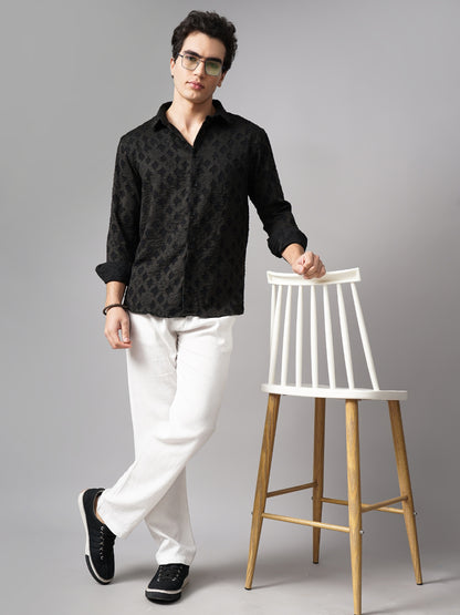 Furano Black Self-Design Shirt