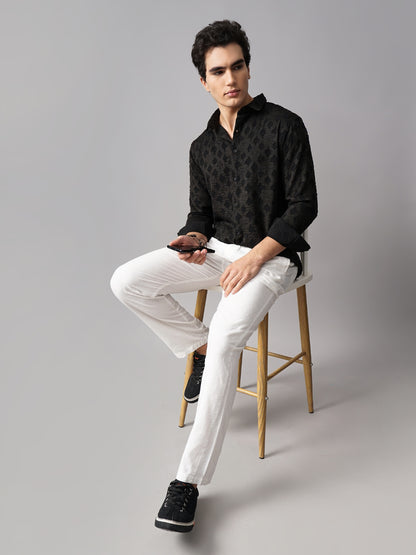 Furano Black Self-Design Shirt