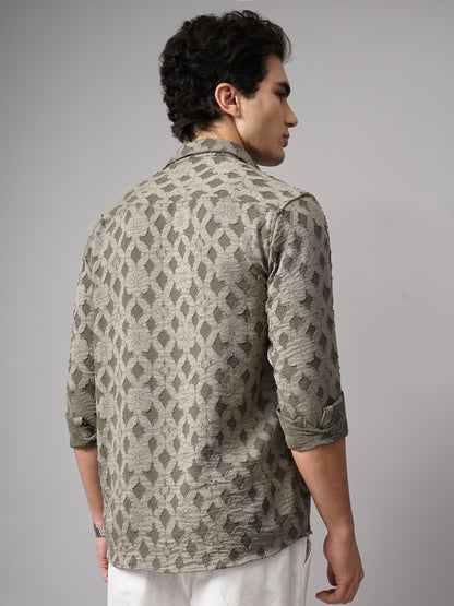 Furano Brown Self-Design Shirt