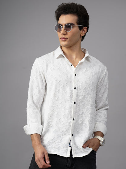 Furano White Self-Design Shirt