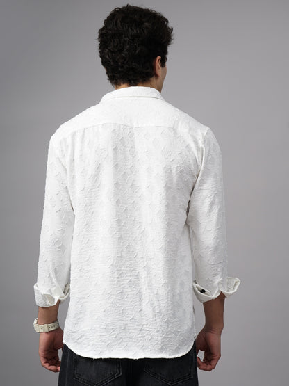 Furano White Self-Design Shirt