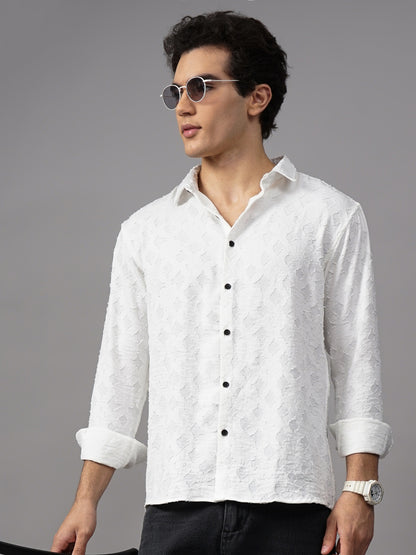 Furano White Self-Design Shirt