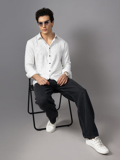 Furano White Self-Design Shirt