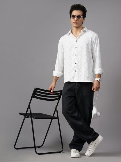 Furano White Self-Design Shirt