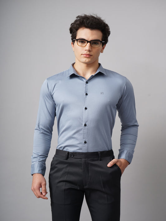 Refine Blue Solid Shirt