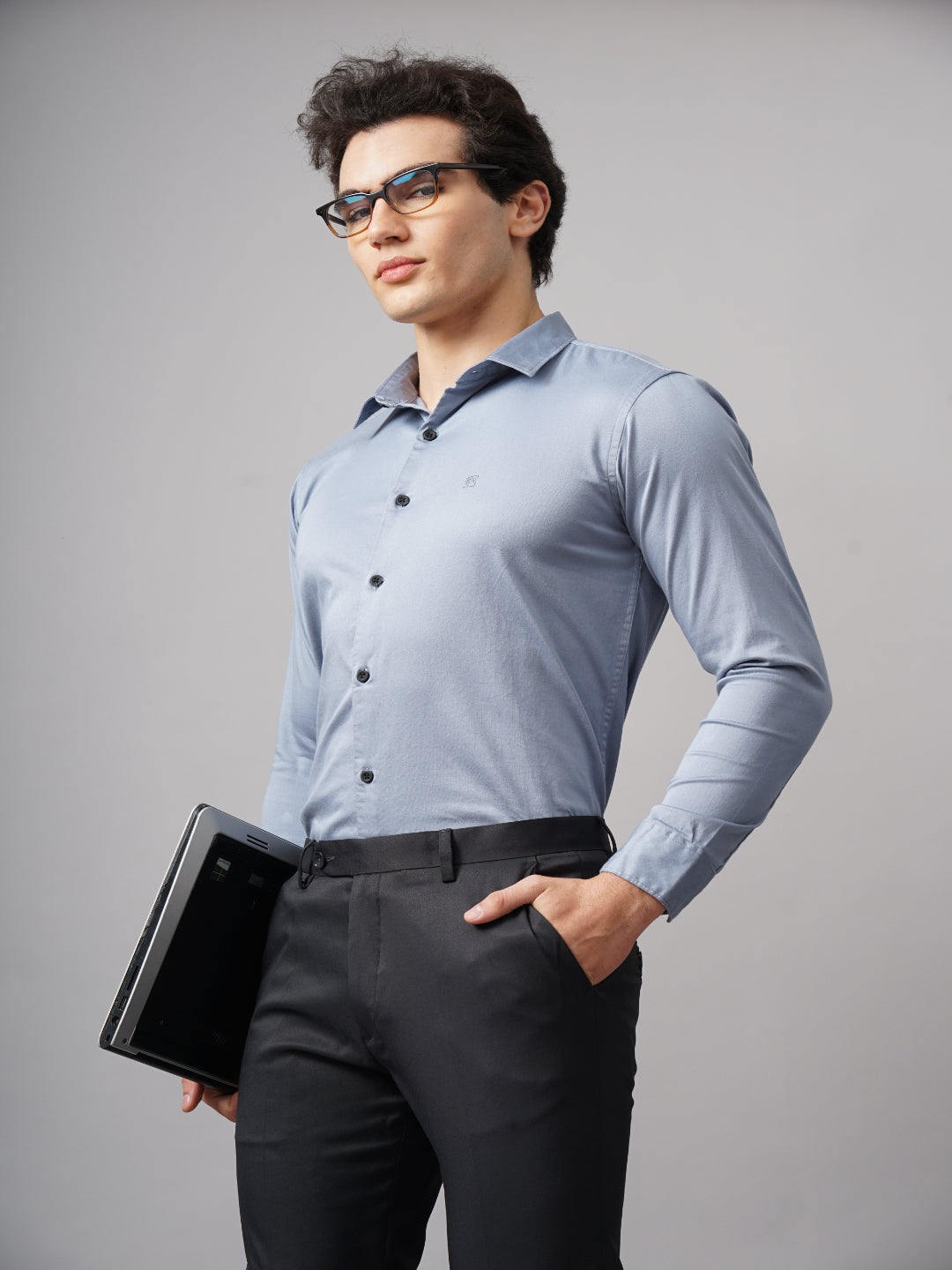 Refine Blue Solid Shirt