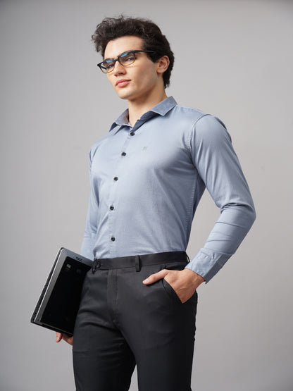 Refine Blue Solid Shirt