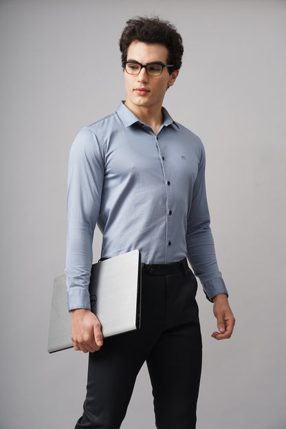 Refine Blue Solid Shirt