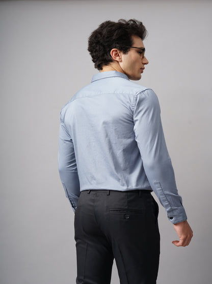 Refine Blue Solid Shirt