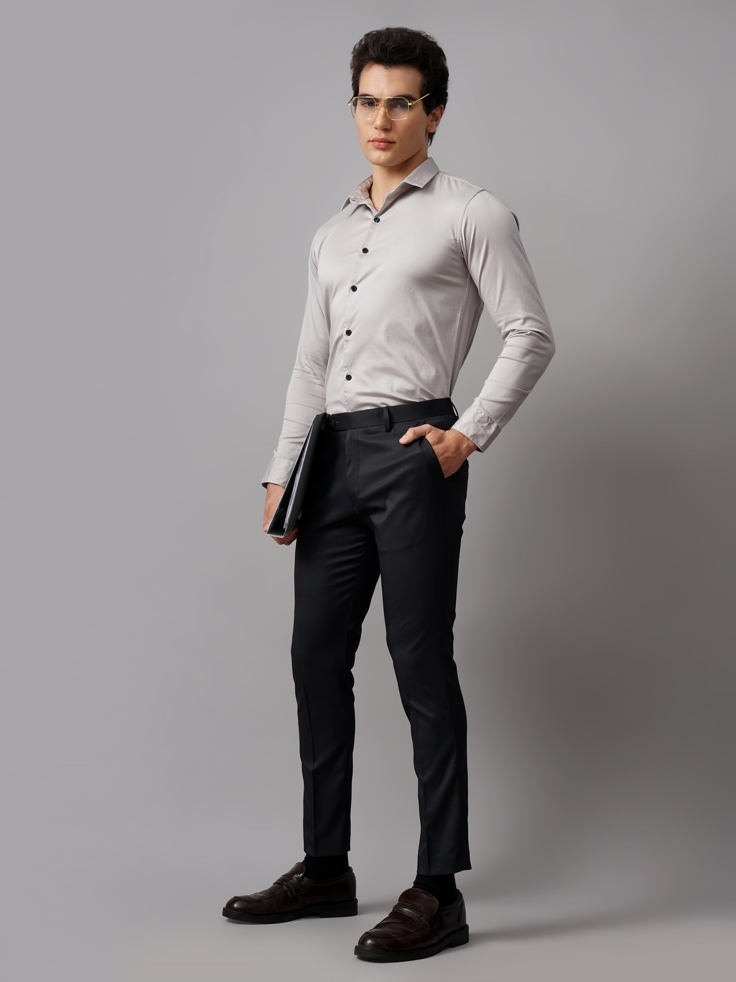 Refine Grey Solid Shirt