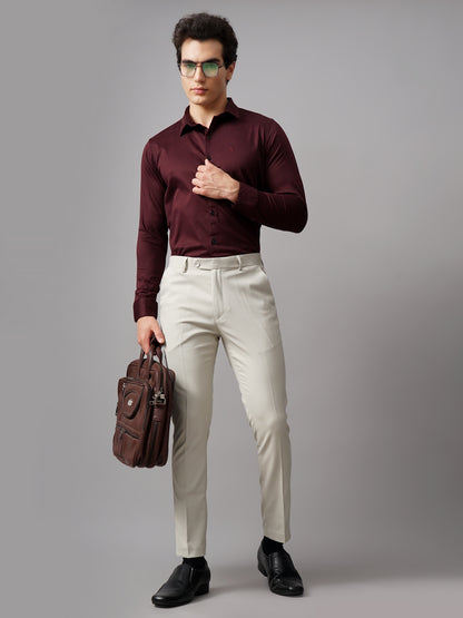 Refine Maroon Solid Shirt