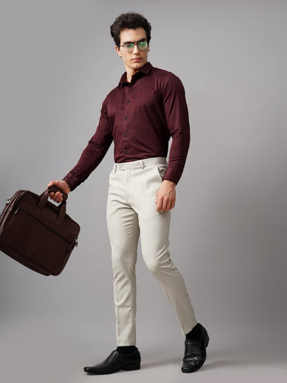 Refine Maroon Solid Shirt