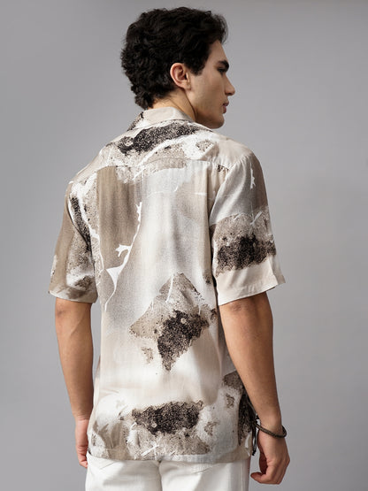 Vista Brown Oversized Rayon Shirt