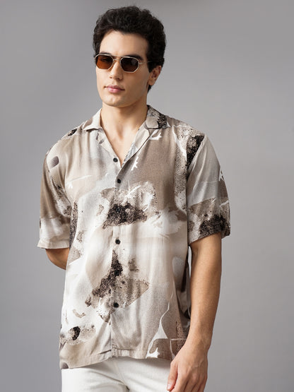 Vista Brown Oversized Rayon Shirt