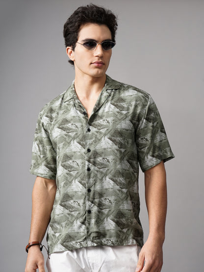 Rove Green Oversized Rayon Shirt