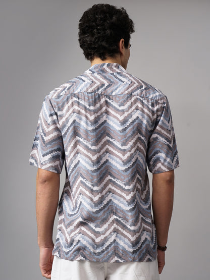 Flux Blue Oversized Rayon Shirt