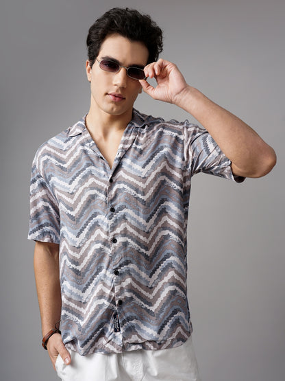 Flux Blue Oversized Rayon Shirt