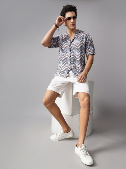 Flux Blue Oversized Rayon Shirt