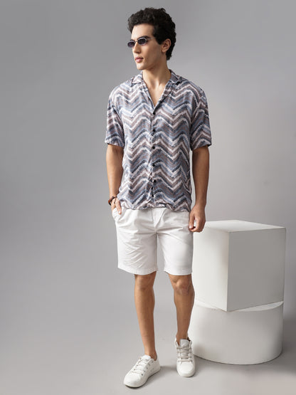 Flux Blue Oversized Rayon Shirt