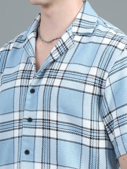 Solace Blue Checks Relaxed Shirt