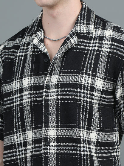 Solace Black Checks Relaxed Shirt