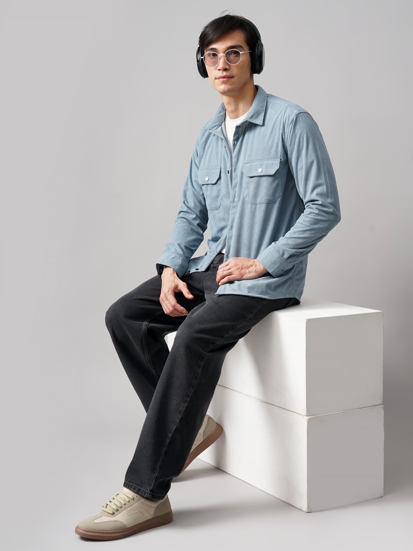 Cordtex Double Pocket Blue Shirt