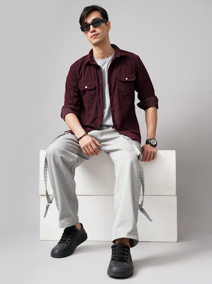 Cordtex Double Pocket Maroon Shirt