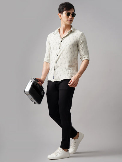 Arova Self Design Green Shirt