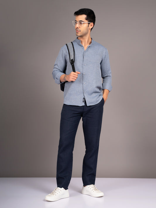 Dobby Grey Linen Shirt