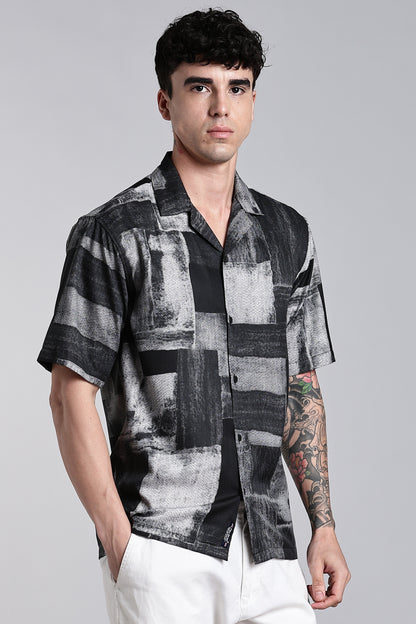 Fiero Black Abstract Shirt