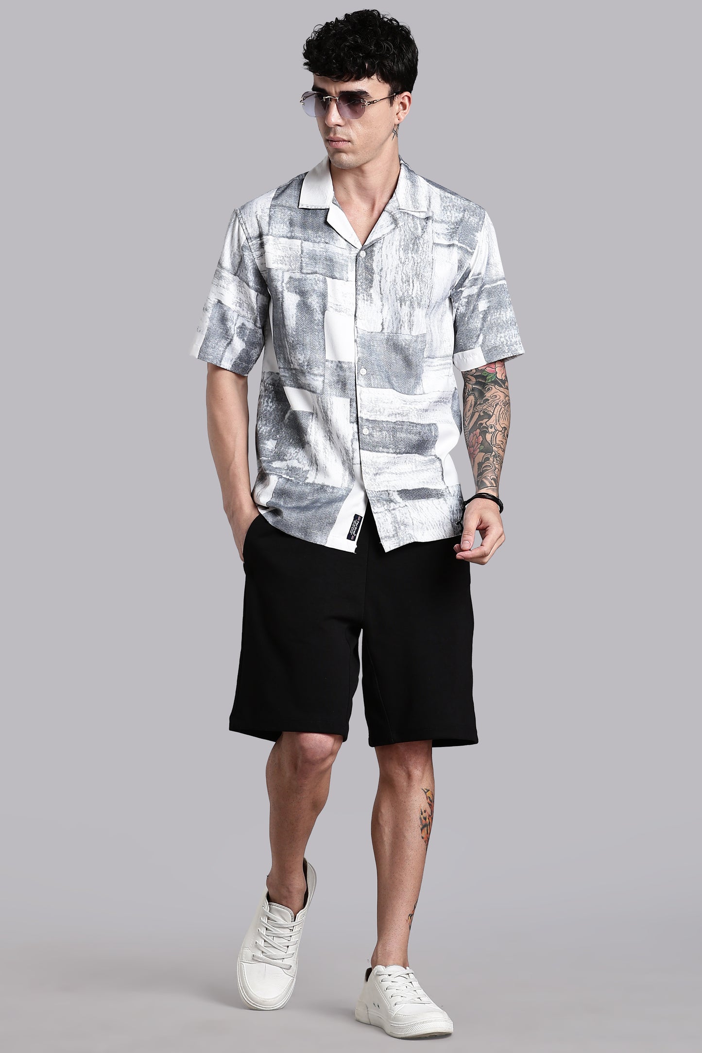 Fiero White Abstract Shirt