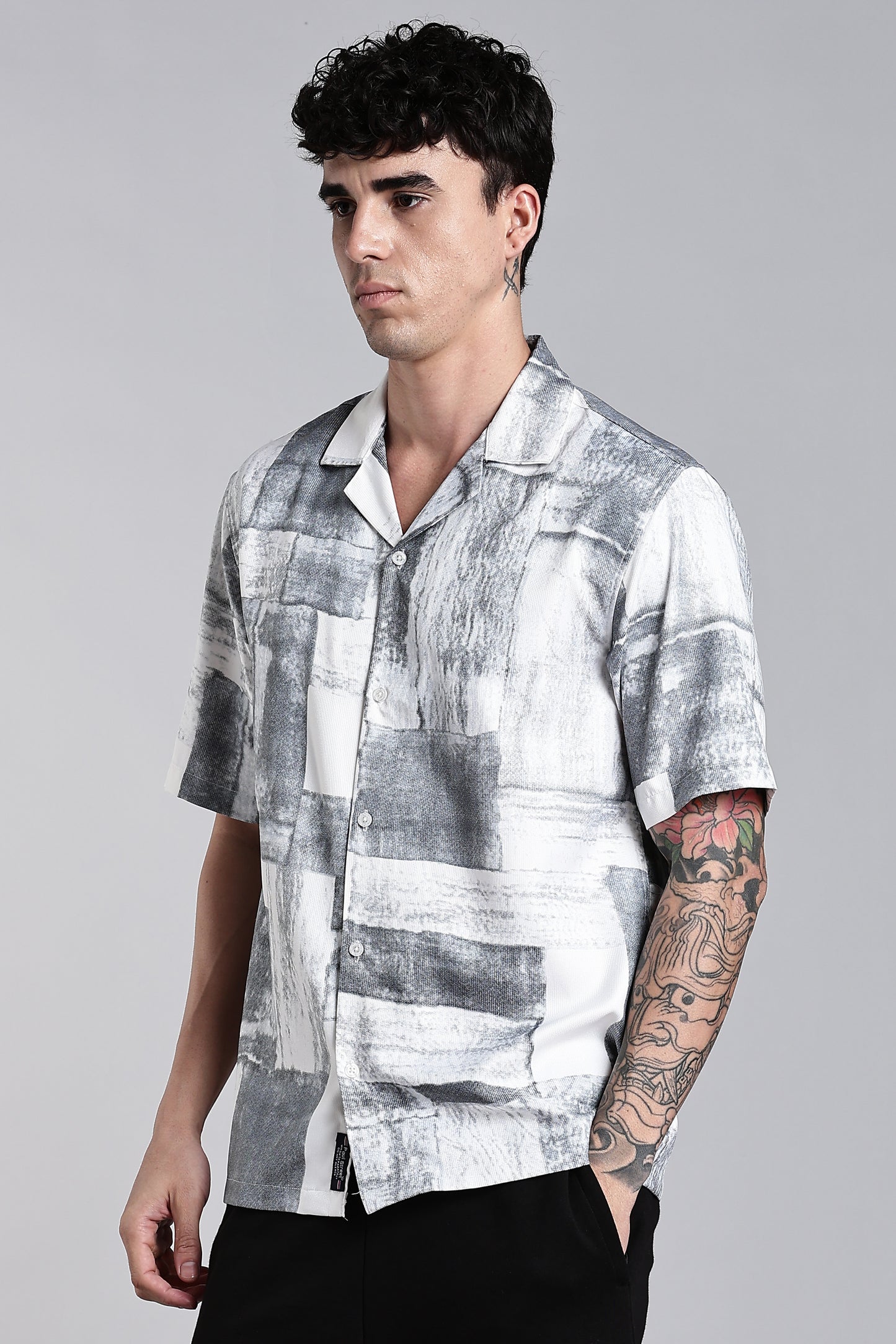 Fiero White Abstract Shirt