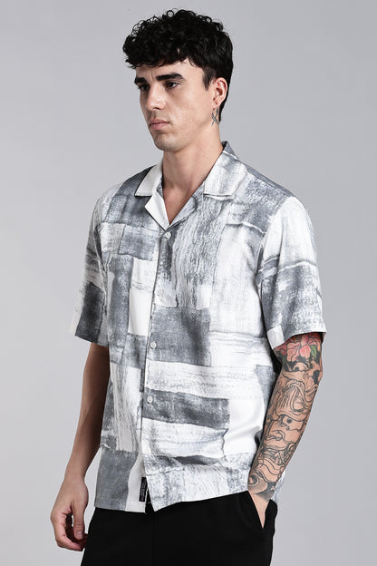 Fiero White Abstract Shirt