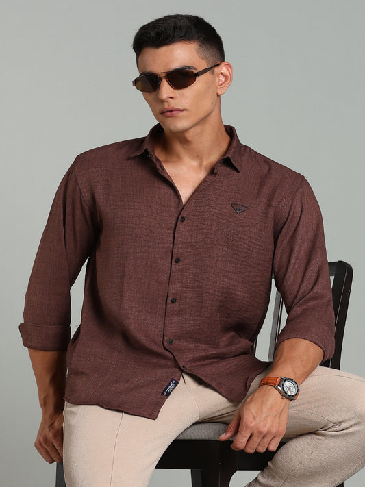 Striv Brown Solid Shirt