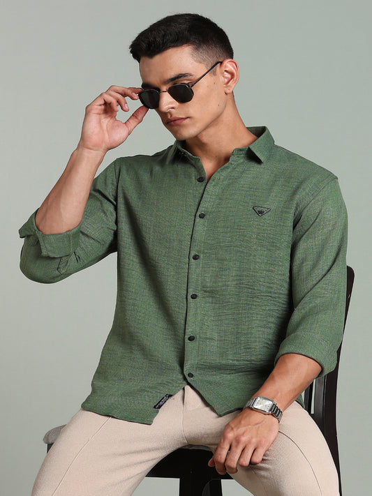 Striv Green Solid Shirt
