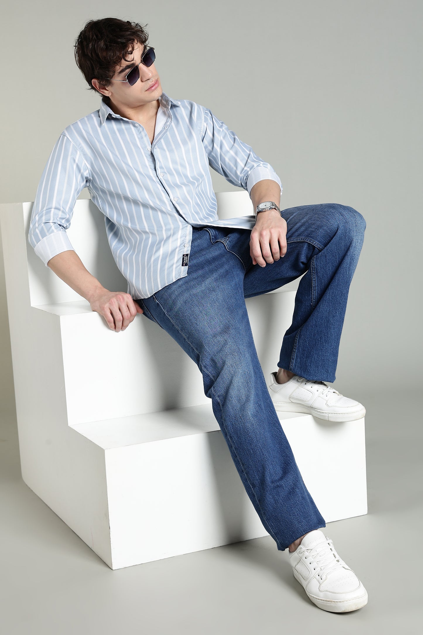 Verta Blue Striped Shirt