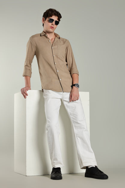 Star Linen Brown Solid Shirt
