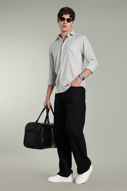 Star Linen Grey Solid Shirt