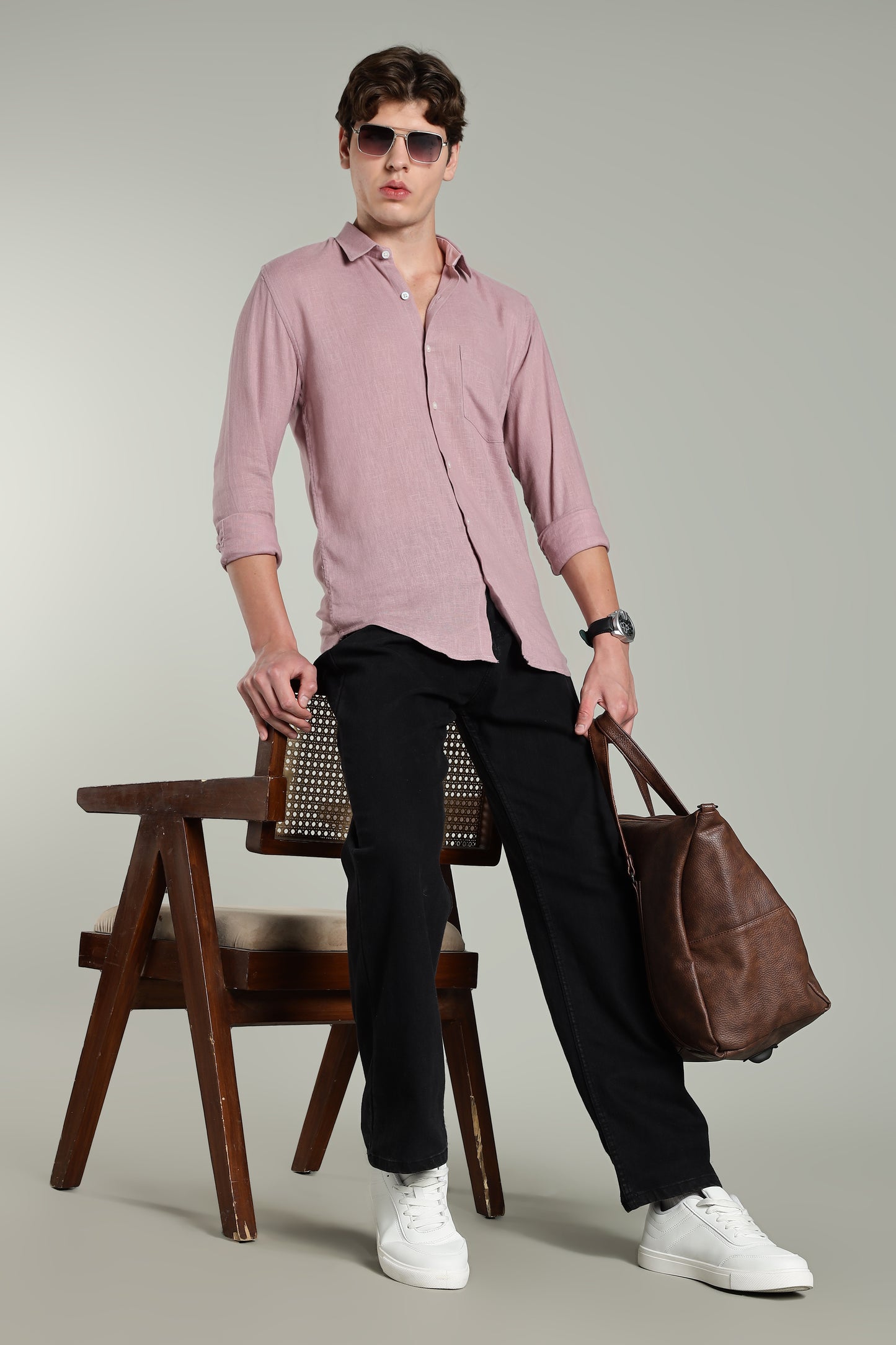 Star Linen Pink Solid Shirt