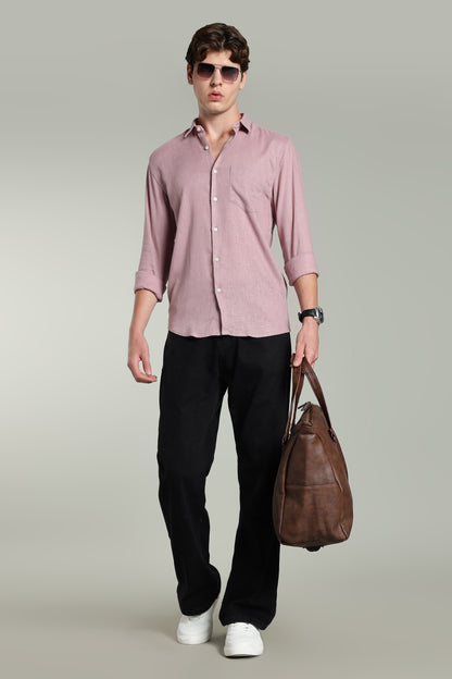 Star Linen Pink Solid Shirt