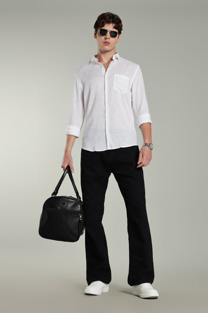 Star Linen White Solid Shirt