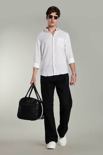 Star Linen White Solid Shirt