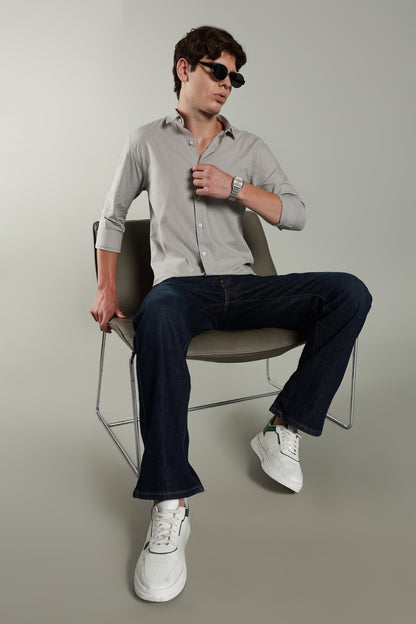 Linen Pin Striped Grey Shirt