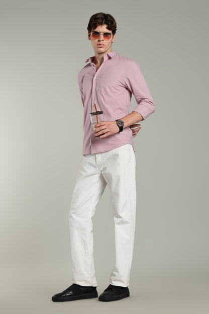 Linen Pin Striped Pink Shirt