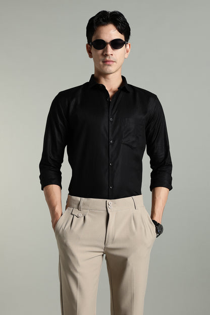 Stria Black Solid Shirt