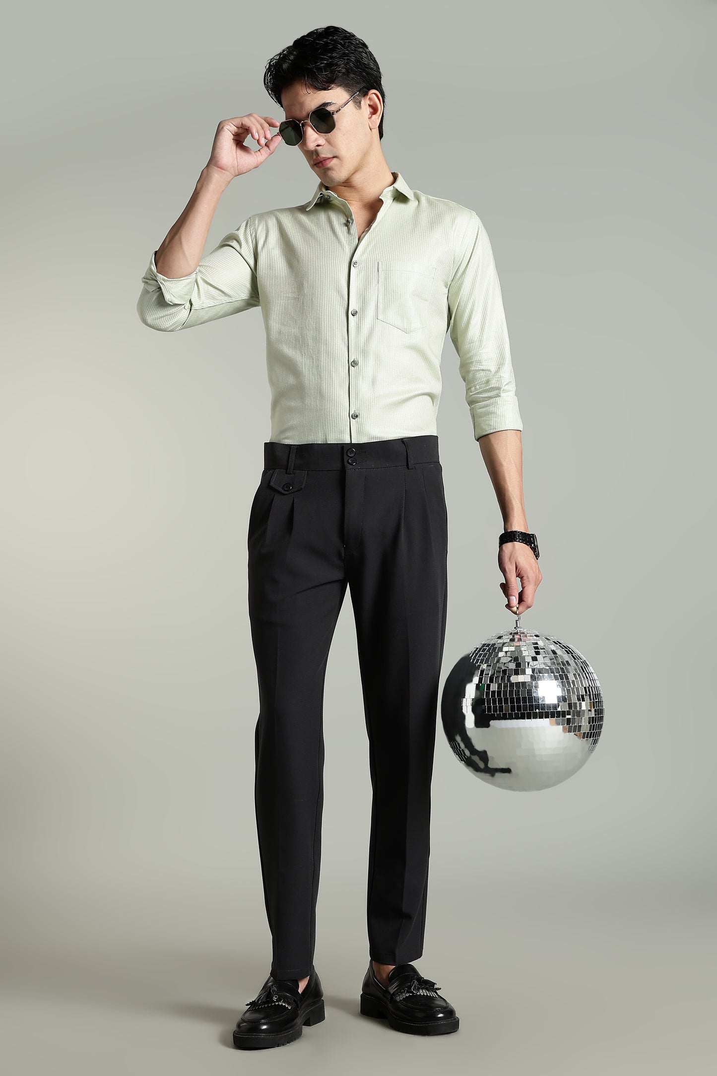 Stria Green Solid Shirt