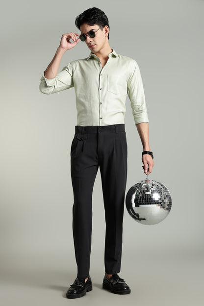 Stria Green Solid Shirt